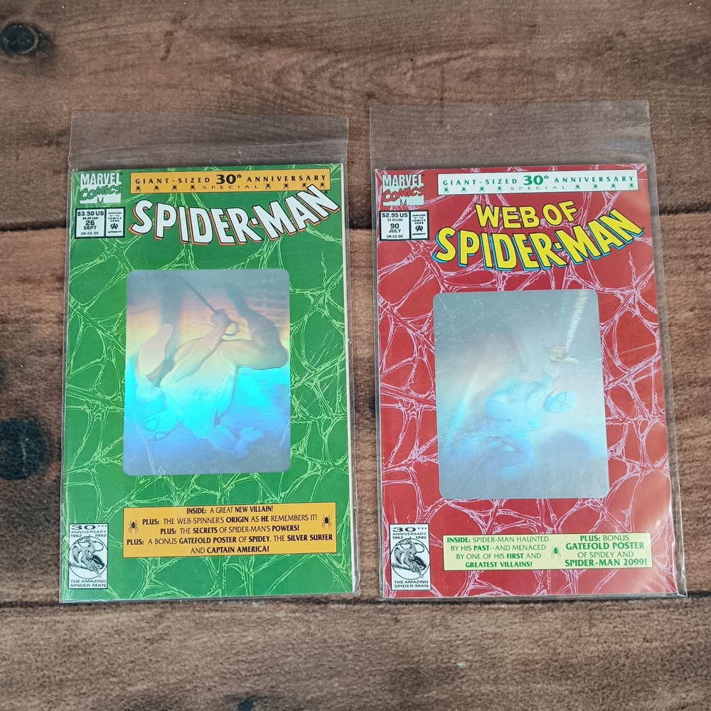Marvel Comic Books Spider-Man #26 Web of Spider-Man #90 Green Red Excellent 1992
